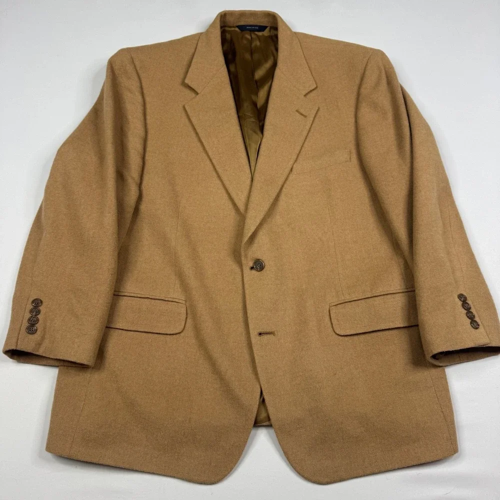 Brooks Brothers Camel Hair Blazer Mens 44 Short Tan 2 Button Sport Coat USA